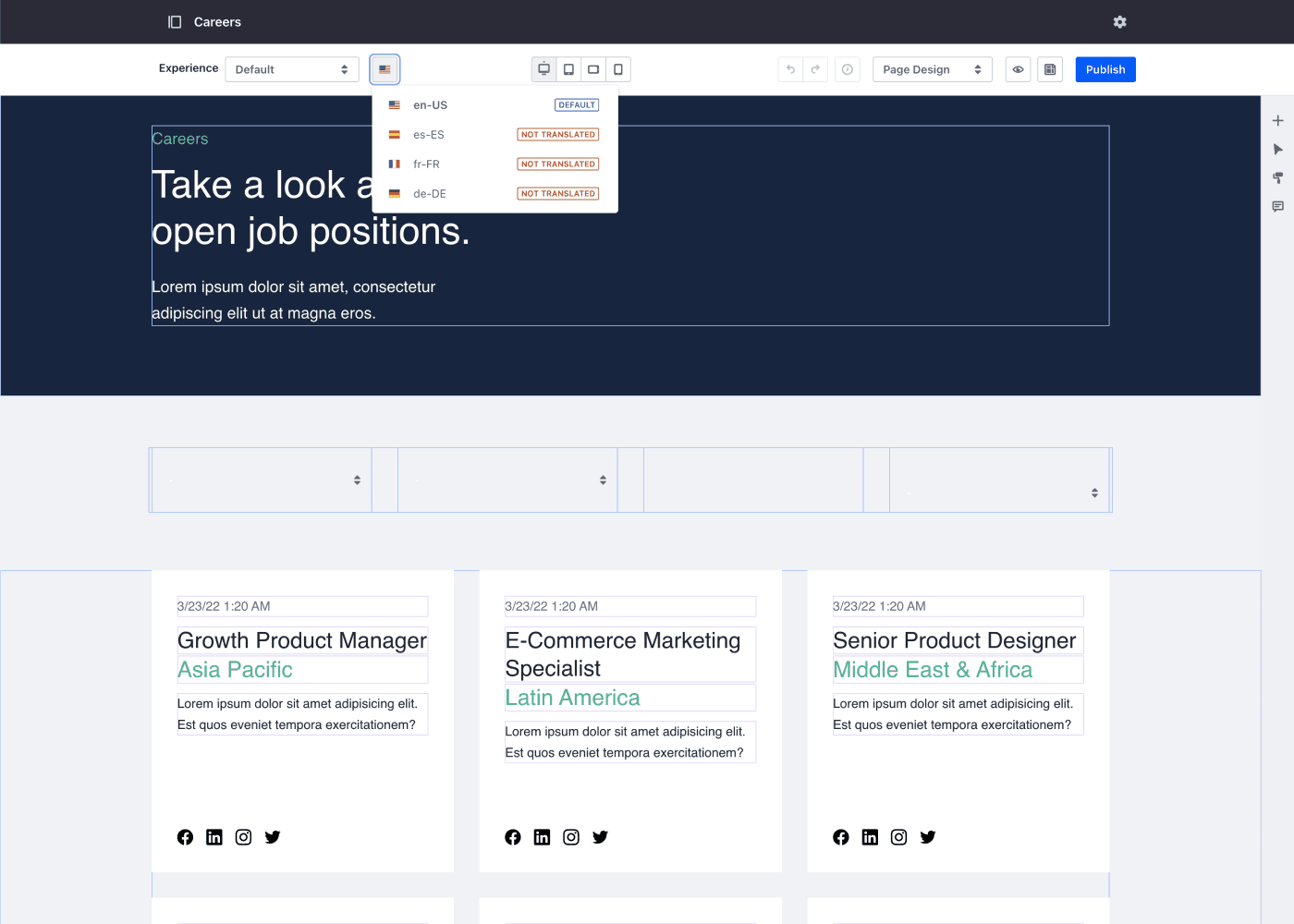 Interface showing the manual process of choosing which language to translate to